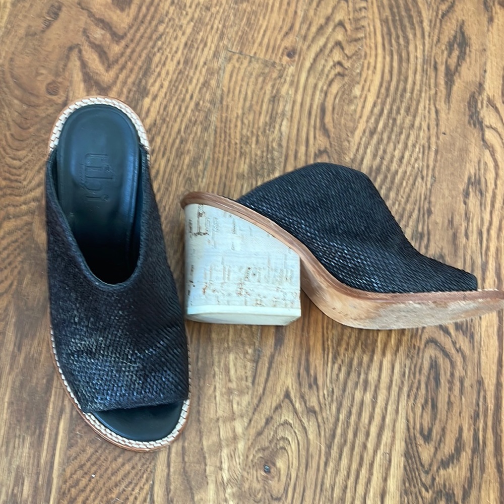 TIBI Textured Mules with White Cork Heels 6